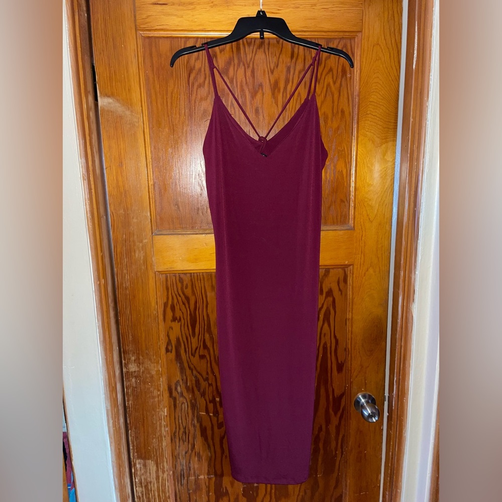 Wine color, midi dress